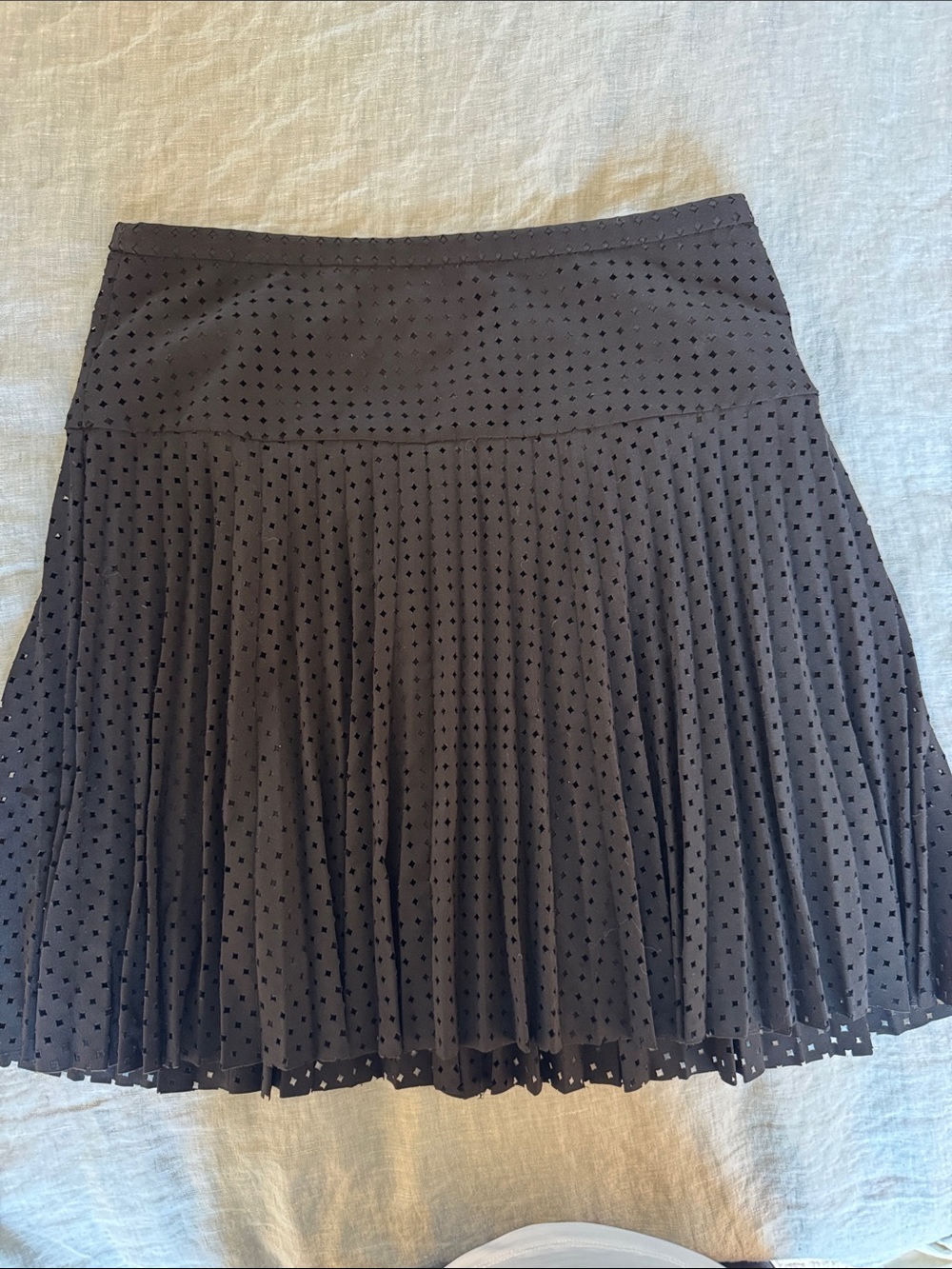 J. Crew Pleated Eyelet Mini Skirt in Black